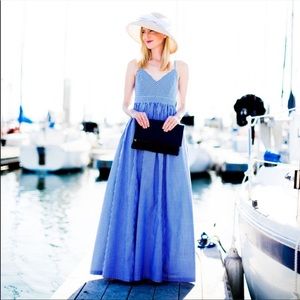 Rare J Crew Blue Gingham Long Strappy Maxi Dress Size 10